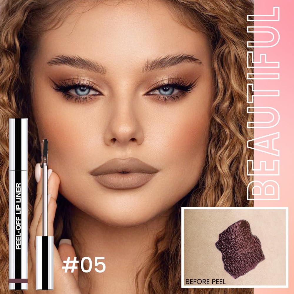 3Pcs Peel Off Matte Liquid Lip Gloss Stain-Lip Liner with Tweezer, Peel Off Lip Stain, Long Lasting & Waterproof Lipstick Tattoo, Transfer-Proof Lip Gloss for All Skin Types (03#+04#+05#, 3Pcs)