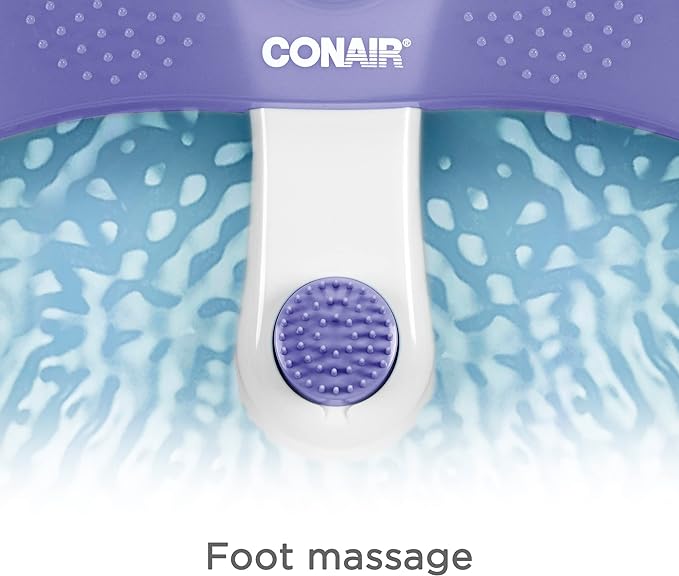 Conair Soothing Pedicure Foot Spa Bath with Soothing Vibration Massage, Deep Basin Relaxing Foot Massager with Jets, Blue/White