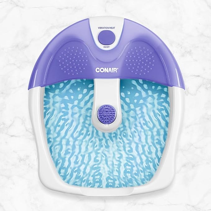 Conair Soothing Pedicure Foot Spa Bath with Soothing Vibration Massage, Deep Basin Relaxing Foot Massager with Jets, Blue/White