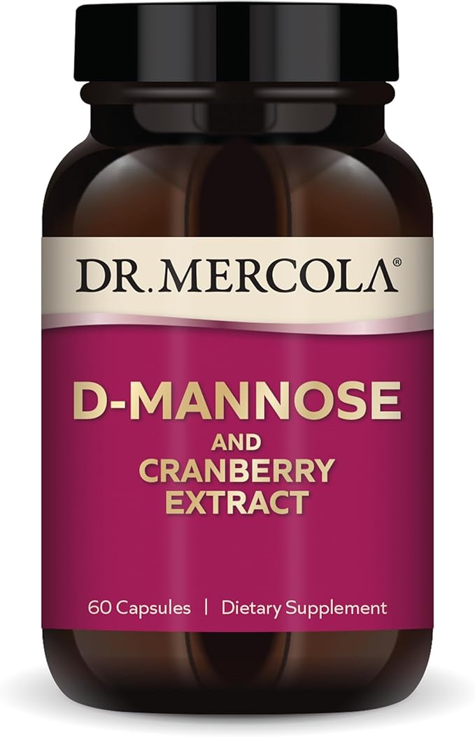 Dr. Mercola D-Mannose and Cranberry Extract, 30 Servings (60 Capsules), Dietary Supplement, Supports Urinary Tract Health, Non-GMO