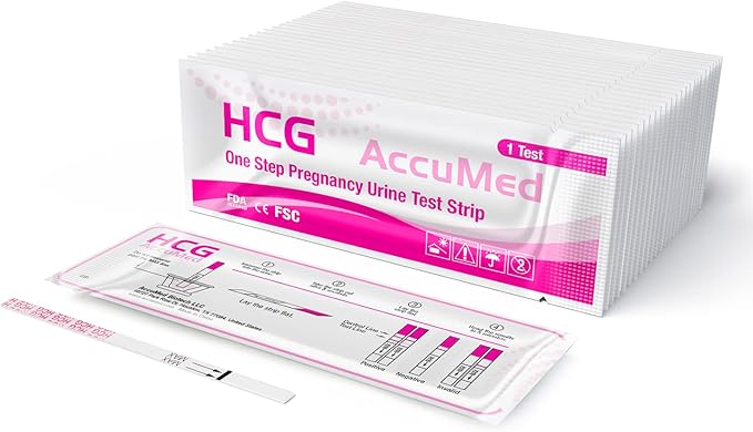 AccuMed Pregnancy (HCG) Test Strips Kit, Clear and Accurate Results, 99% Accurate, 50 Count