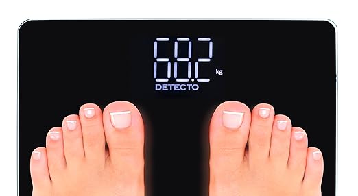 DETECTO Digital Bathroom Scale, Hidden Display When Off, Highly Accurate, Wide Platform, Easy-to-Read Display, 450 lb High Capacity, Includes Batteries