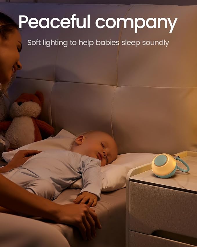 2025 Mom's Choice Awards, Portable Sound Machine for Baby Adult, Smart Cry Detection, 18 Soothing Sound, Bluetooth Rechargeable White Noise Machine for Home Office Travel, Nursery Light, Green