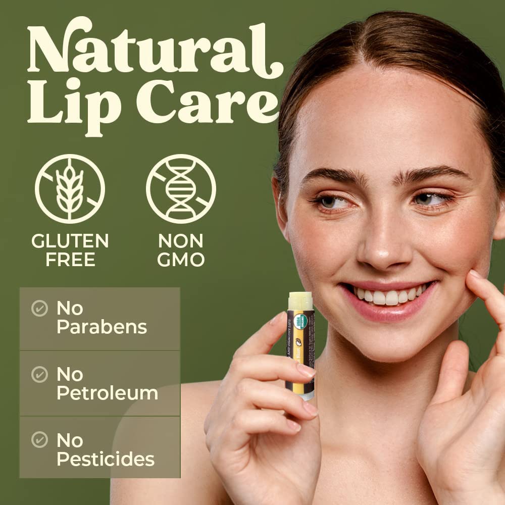 Earth's Daughter USDA Organic Lip Balm 4-Pack Citrus Flavor - Beeswax, Coconut Oil, Vitamin E - Best Lip Repair Chapstick for Dry Cracked Lips.