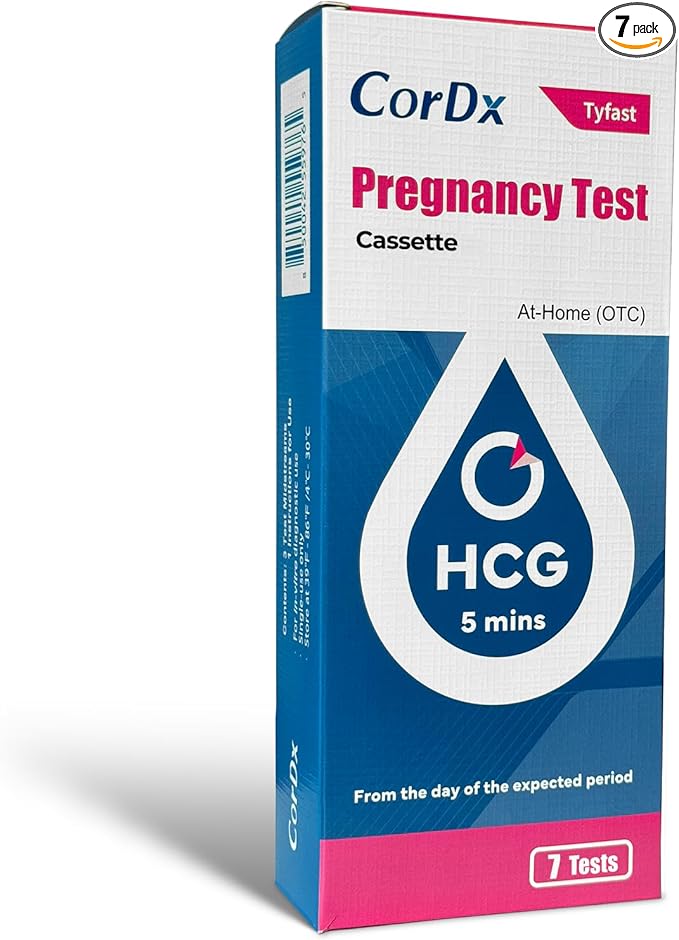 CorDx Early Detection Pregnancy Test Kit, Urine Tests for Easy at Home hCG Level Testing, Tester for Pregnant Women, Clear, Fast and Reliable Result with Over 99% Accuracy, 7 Pack Cassettes
