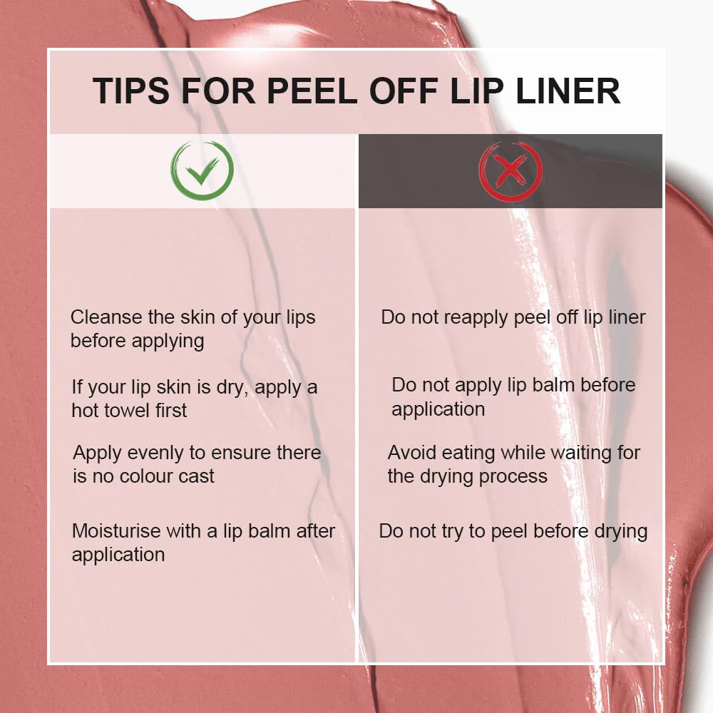 3 Colors Peel Off Lip Liner Stain with Tweezer, Long Lasting Waterproof Lip Tint Stains Makeup Set with Matte Finish for Women, Natural Look, Easy to Use, for All Skin Types (#3,6,7)