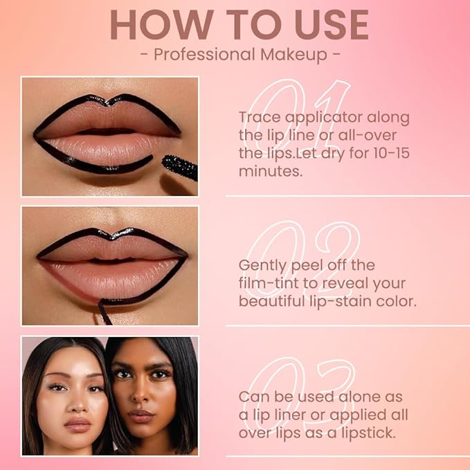 2Pcs Matte Liquid Lip Stain Peel Off Lip Liner Tattoo Set, Waterproof, Smudge-Proof, Peel Off Lip Stain Tattoo, Long-Lasting Non-Stick Cup Lip Gloss for All Skin Types (0.12 fl oz, #05+#07)