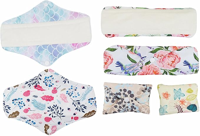 12 Pieces Cloth Menstrual Pads,Reusable Sanitary Pads,Size 10 inch Regular,Unscented
