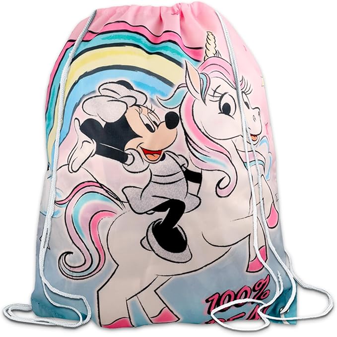 Disney Minnie Mouse Fleece Throw Blanket and Drawstring Bag Bundle - Minnie Mouse Kids and Teens Blanket, Drawstring Bag, Mickey Stickers, and More for Boys & Girls (Size 45" x 50")