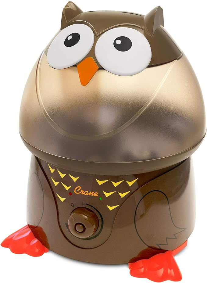 Crane Animal Humidifier for Bedroom, Ultrasonic Cool Mist for Baby Nursery, Adjustable Settings, Auto Shut-Off, Owl