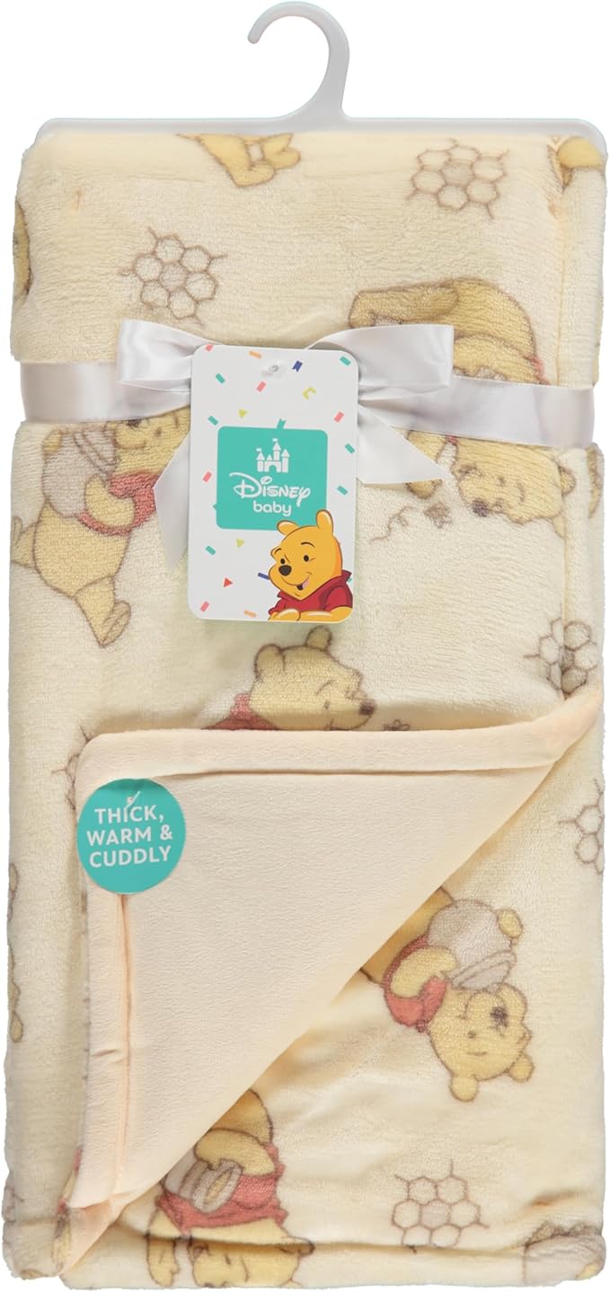 Disney Mickey Mouse, Minnie Mouse, Winnie The Pooh, Lilo and Stitch 2-Ply Infant Blanket - Soft Fleece with Polyfill - Cozy and Warm Baby Blanket for Baby Boys and Girls, 30x40 Inches (Pack of 2)