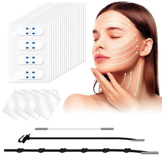 160PCS Face Lift Tape Invisible Face Tape Neck Tape Lifting Invisible With String, Silicone Anti Wrinkle Facial Patches V-Shaped Instantly for Facial Wrinkles, for Dounle Chin Forehead Skin Firming