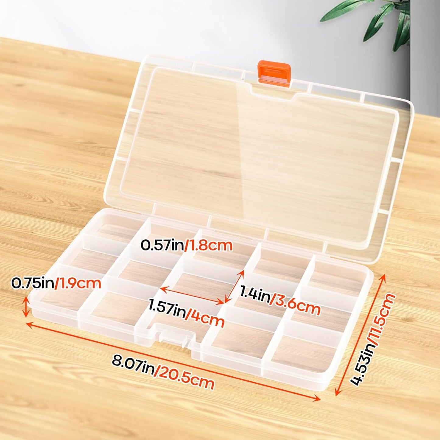 8PACK Extra Thick Bead Organizers, 15 Grid Mini Clear Plastic Storage Box Craft Containers for Nail jewelry rhinestones DIY Supply Case