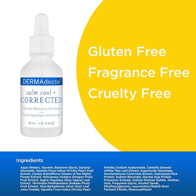 DERMAdoctor Hyaluronic Acid Moisturizer for Face – Hydrating Niacinamide Face Serum with Vitamin C – Dermatologist Formulated Hydrating Serum for Sensitive Skin, 1 fl oz