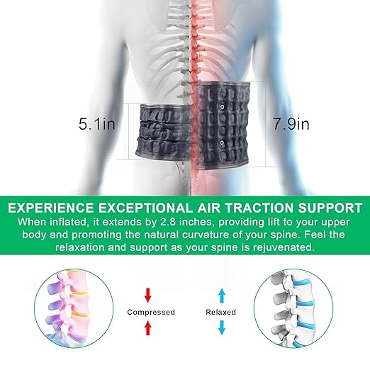 Decompression Belt for Lower Back Pain Relief and Lumbar Support, Spinal Decompression Belt for Woman and Men, One Size Fits 29-49 inches Waist, Decompression Back Brace for Sciatica (Blue)