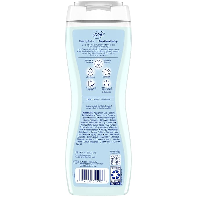 Dial Body Wash, Healthy Hydration, 16 fl oz (Pack of 4)