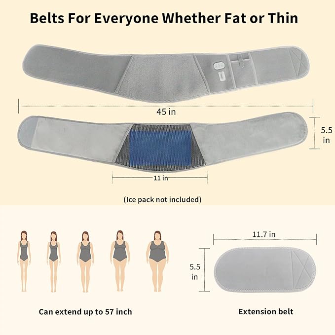 CUEHEAT Heating Pad for Back Pain Relief - Cordless Heated Waist Belt Back and Belly Heating, Fast Heat Pad with Electric Rechargeable Battery Powered,Gifts for Mom(Gray)