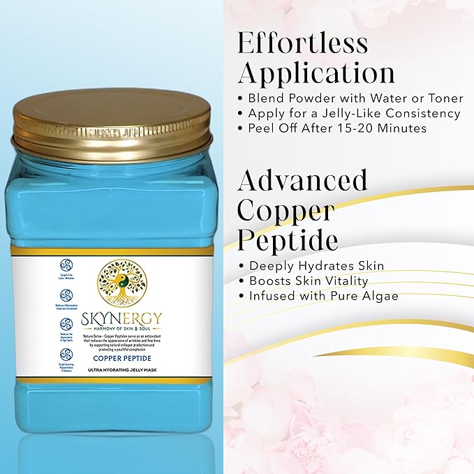 Copper Peptide Jelly Face Mask - Professional Grade HydroGlo Peel Off Face Mask for Skin Hydration,Radiance,Reduced Fine Lines & Pigmentation,Vajafacial Jelly Mask |12 Applications (30 Fl Oz)