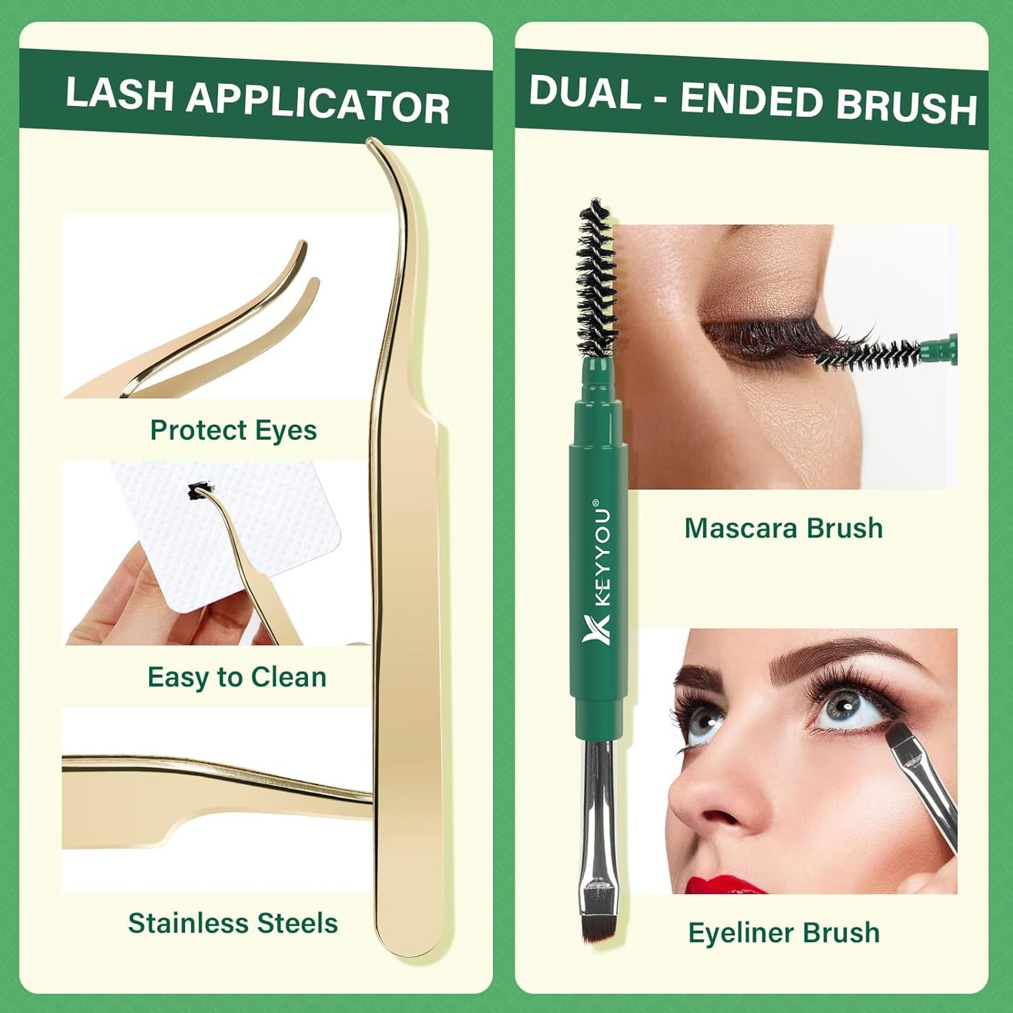 DIY Lash Extension Kit KEYYOU 144pcs Lash Clusters Eyelash Extension Kit with Mascara Brush Bond and Seal Lash Remover Lash Applicators Lash Brush for DIY Lash Extensions (Y12 Kit)