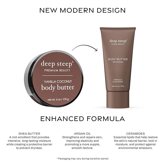 Deep Steep Body Butter with Ceramides for Intense Moisture 6oz (6 Ounces (Pack of 1), Vanilla Coconut)