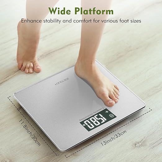 550lb Scale for Body Weight with BMI Bluetooth Digital Bathroom Weighing Machine Over 500lb Work with Smart APP, Extra High Capacity Scale with Beep Sound Large LCD Display Wide Platform