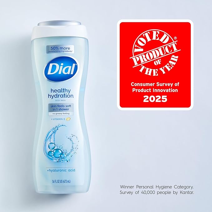 Dial Body Wash, Healthy Hydration, 16 fl oz (Pack of 4)