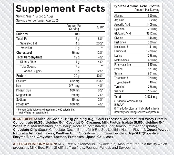 Core Nutritionals Pudd'n, Decadent Protein Pudding Mix, Full Disclosure Casein Blend, Sustained Release, 20G Protein, 27 Servings (Rocky Road, 2 lb)