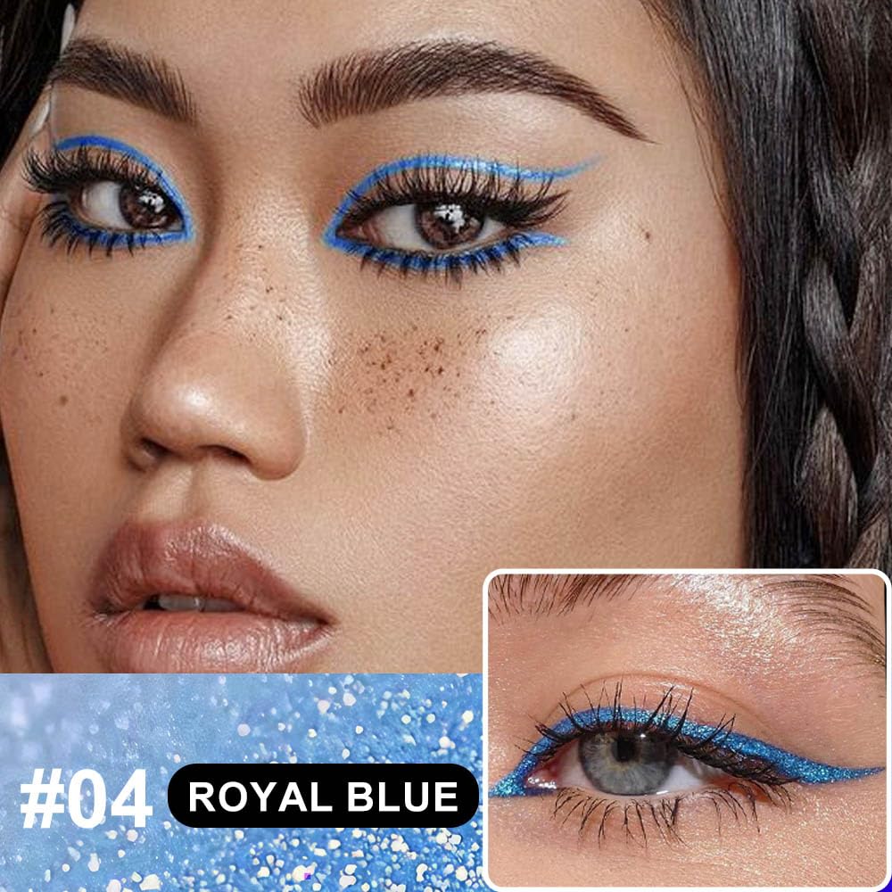 2PCS Metallic Glitter Coloured Liquid Eyeliner Pens Set03 – Waterproof Mark Emerald or Blue Long-Lasting Sparkly Eye Lin Makeup – Tattoo-Effect Ink Liners for Women & Men,Delineador Líquido con Brillo