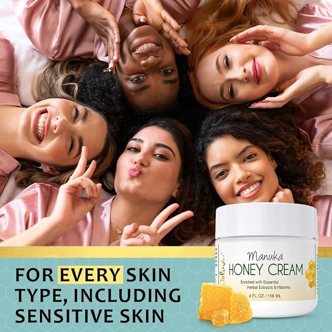 Deluvia Manuka Honey Cream | Hydrating & Soothing Moisturizer Face & Body Lotion | for Sensitive Skin, Eczema, Psoriasis & Dermatitis | 4 ounce 2 Pack