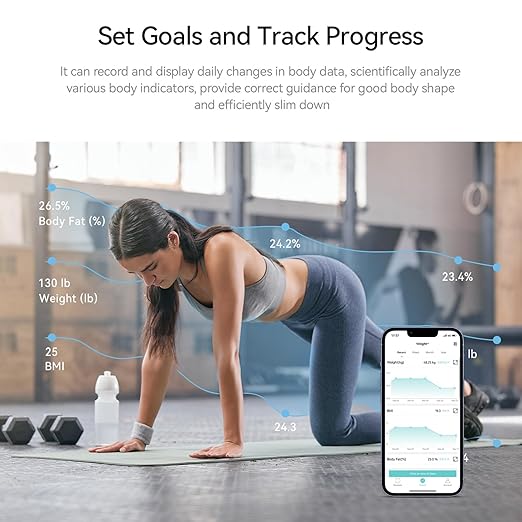 Digital Bathroom Scale for Body Weight, 8 Electrode Digital Weight Scale, 29 Measurements, Body Composition Analyzer with Bluetooth Health Monitor Weight Muscle