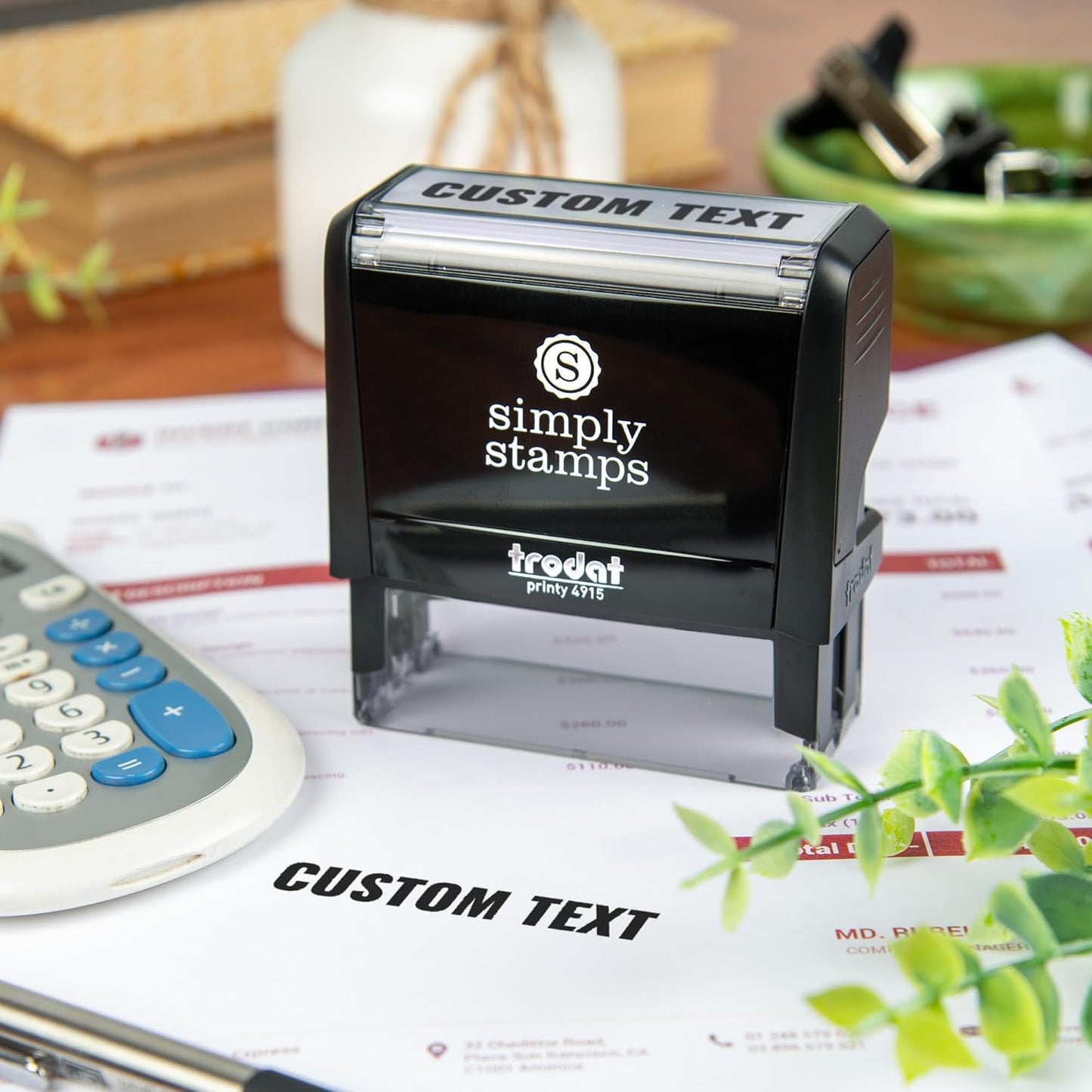 Custom Text Office Stamp | 4 Different Sizes | 20 Designs | Multiple Color Options | Up to 3 Lines of Text | Perfect for Quick Validation of Office Documents (Custom Text, Xtra Wide)