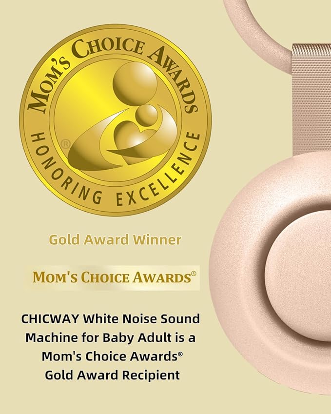 2025 Mom's Choice Awards, Portable Sound Machine for Baby Adult, Smart Cry Detection, 18 Soothing Sound, Bluetooth Rechargeable White Noise Machine for Home Office Travel, Nursery Light, Pink