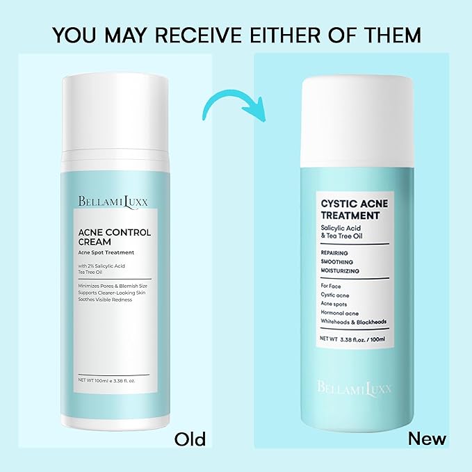 Cystic Acne Treatment for Face: Hormonal Acne Treatment Cream for Teens & Adults - Salicylic Acid & Tea Tree Oil Pimple Spot Remover - Anti-Acne Moisturizer Reduces Redness, Blemishes