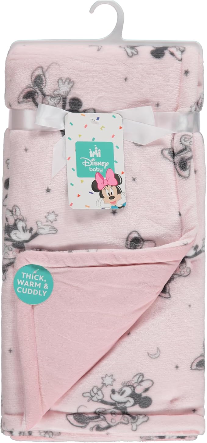 Disney Mickey Mouse, Minnie Mouse, Winnie The Pooh, Lilo and Stitch 2-Ply Infant Blanket - Soft Fleece with Polyfill - Cozy and Warm Baby Blanket for Baby Boys and Girls, 30x40 Inches
