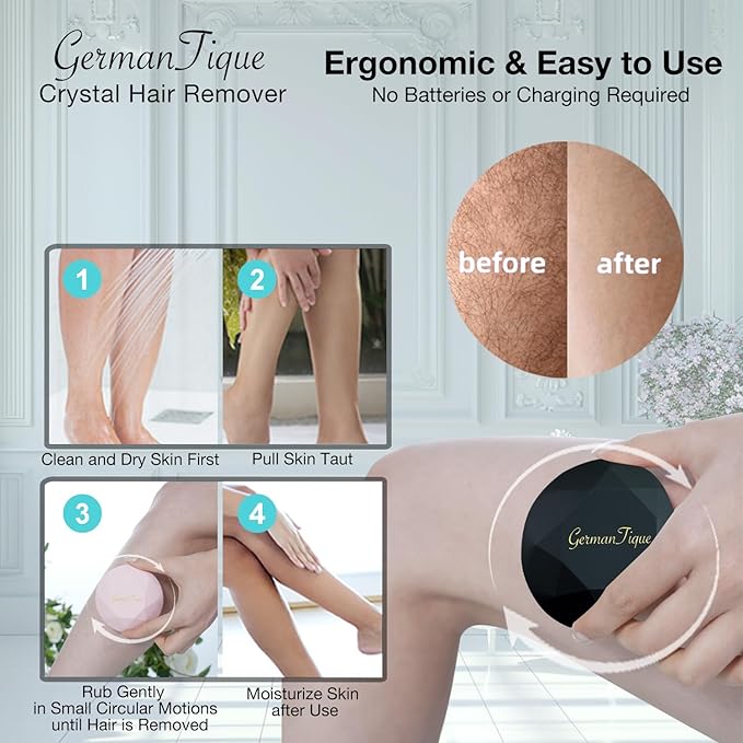 Crystal Hair Eraser,Upgraded Crystal Hair Remover Diamond,Painless and Effective Nano Glass Hair Removal Stone and Skin Exfoliation,Natural Epilator for Women and Men(Black)