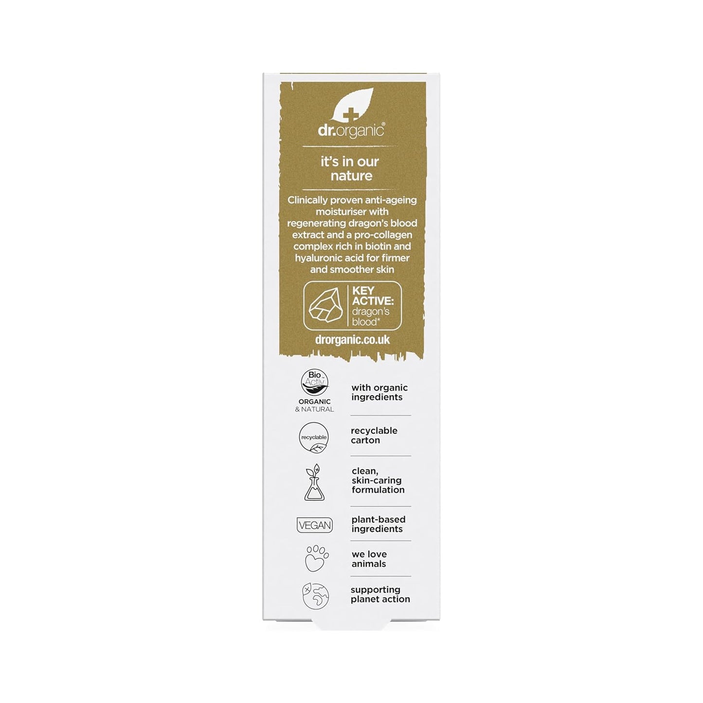 Dr. Organic Pro Collagen Plus + Anti-Ageing Moisturiser with Dragon’s Blood | Reduces Wrinkles, (Dry & Sensitive Skin) Natural, Certified Organic, Paraben & SLS-Free, 50 mL / 1.7 fl oz