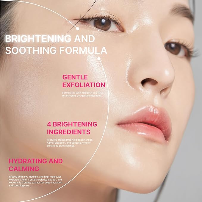 Toning Active Pad – Dual-Textured Toner Pads for Brightening, Hydrating, and Soothing with Tranexamic Acid & Hyaluronic Acid – Gentle for Sensitive Skin, Korean Skin Care, Vegan, 70 Pads