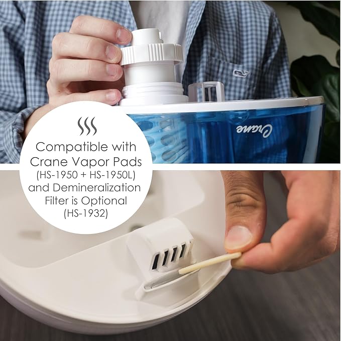 Crane Droplet Ultrasonic Teardrop Cool Mist Air Humidifier, 0.5 Gallon for Bedroom and Office, Blue and White, Nursery Humidifier