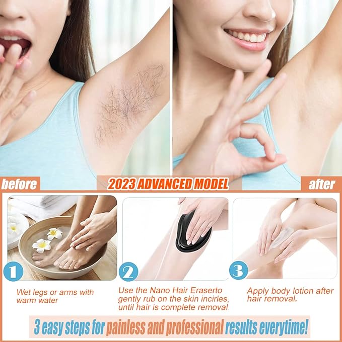 Crystal Hair Remover Painless Exfoliation, Portable Hair Removal Tool, Magic Hair Eraser for Back Arms Legs Fast & Easy, Reusable Crystal Hair Eraser for Women and Men (Dark Blue)