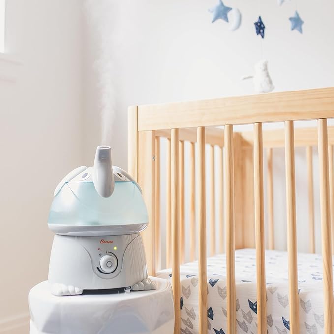 Crane Ultrasonic Elephant Humidifier, 1 Gallon Cool Mist Animal Humidifier for Nursery and Bedroom, Auto Shut-Off, Optional Filter
