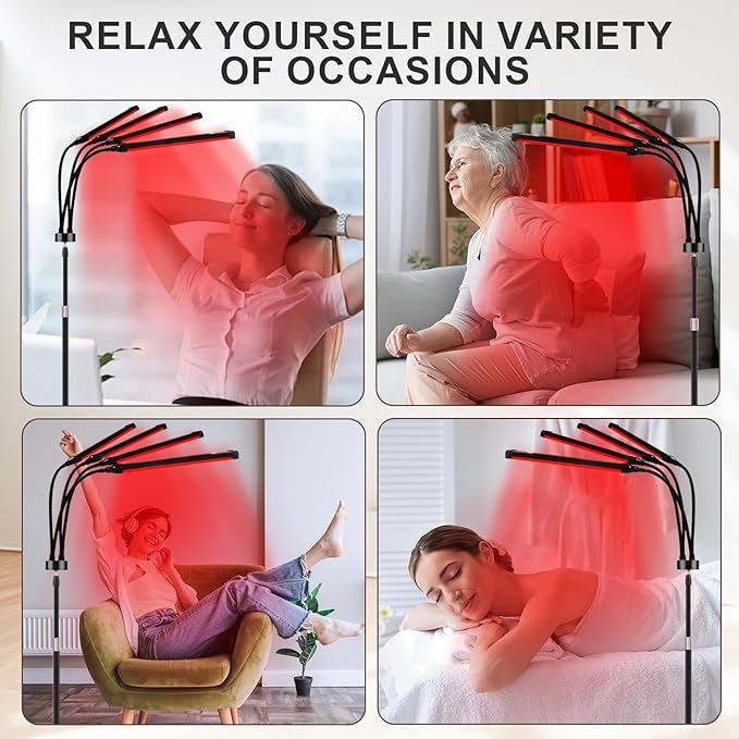 180LEDs Red Light Therapy Lamp with Stand, 660nm &850nm &940nm Near Infrared Light Device for Body & Face