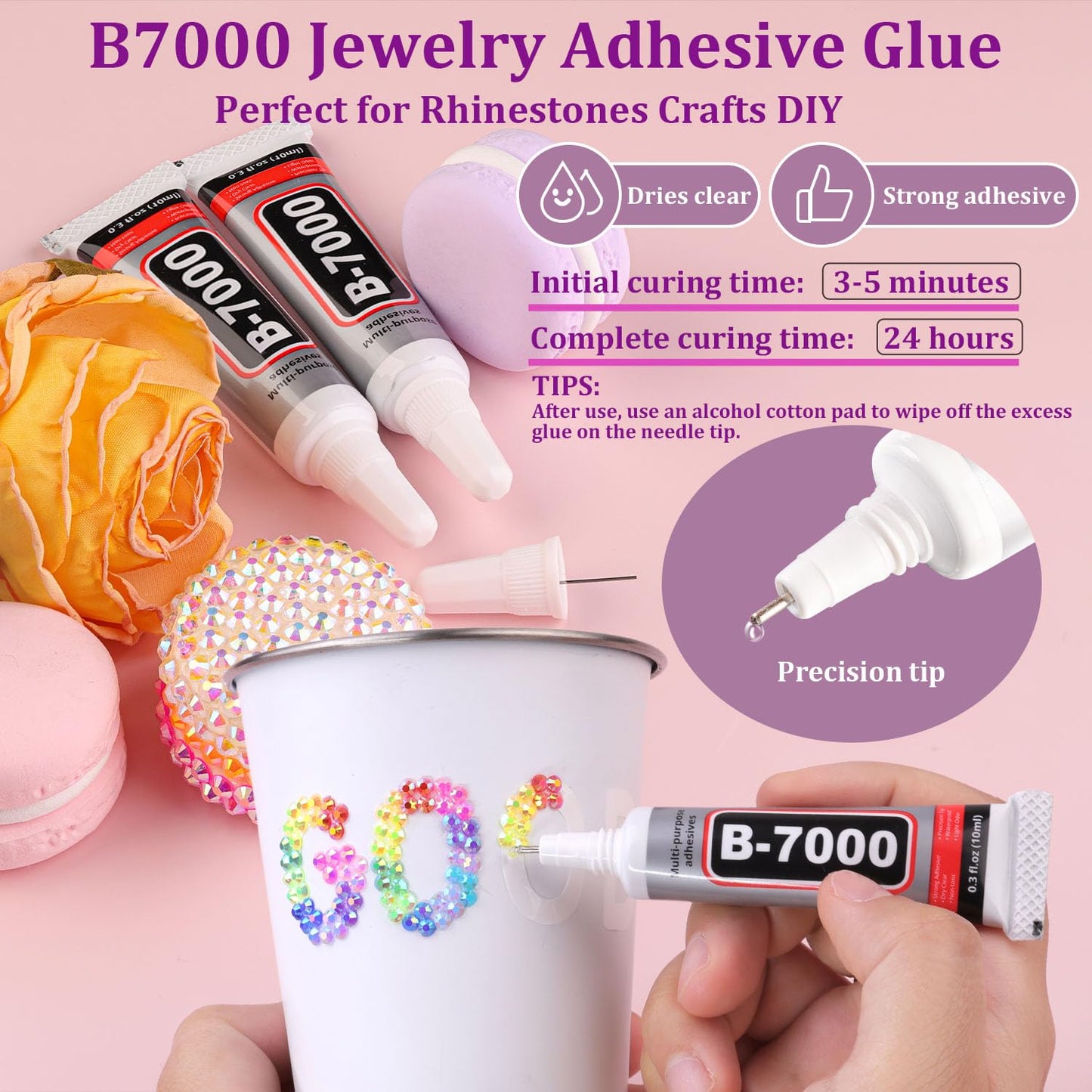 30000Pcs Resin Rhinestones with Tweezers for Crafting, Mixed-Color 3mm Bedazzling Crystal with 1Pcs 10ml B7000 Jewelry Glue for DIY Crafts Clothing Tumblers Shoes Fabric Nail Art