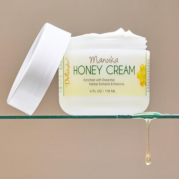 Deluvia Manuka Honey Cream | Hydrating & Soothing Moisturizer Face & Body Lotion | for Sensitive Skin, Eczema, Psoriasis & Dermatitis | 4 ounce 2 Pack