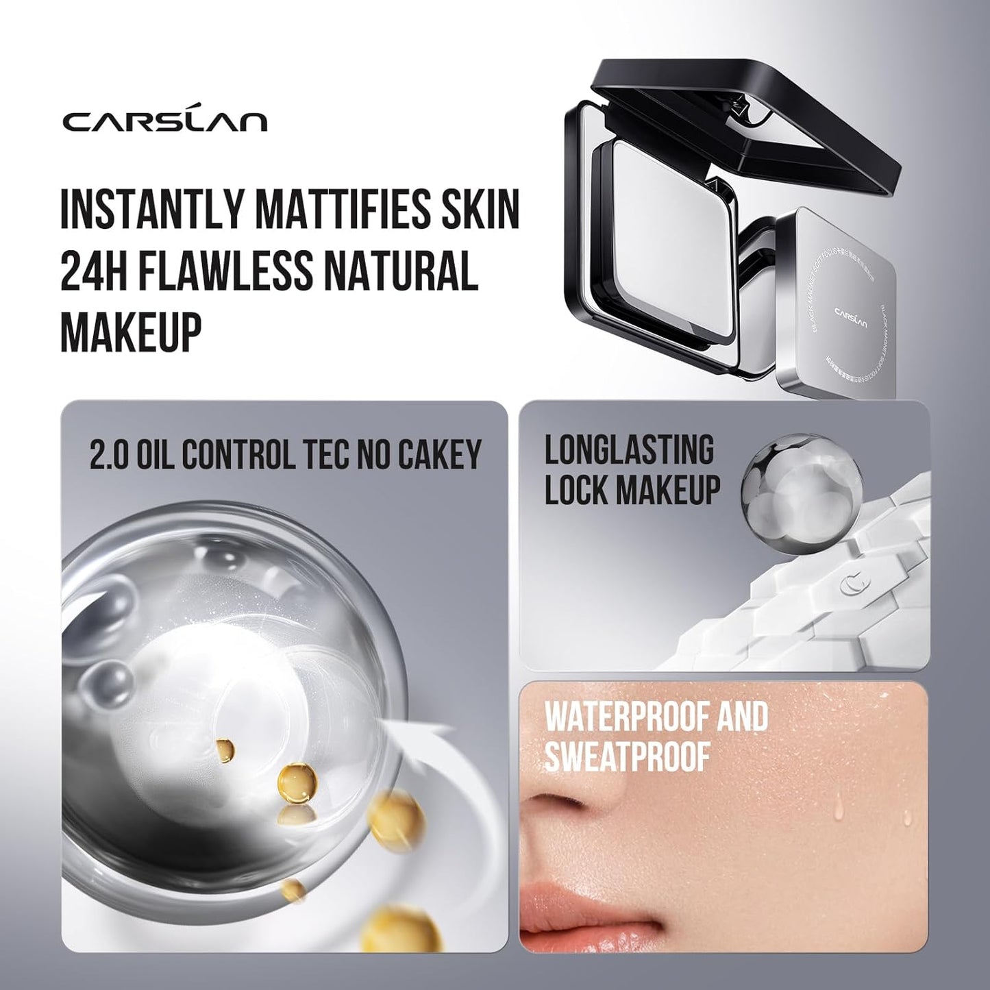 2.0 Black Magnet Soft Focus Powder, Waterproof Translucent Pressed Setting Powder, 24H Longlasting Talc-Free Face Powder, Oil Control Compact Makeup,04 Warm Ivory For Dry&Com Skin, 0.28Oz