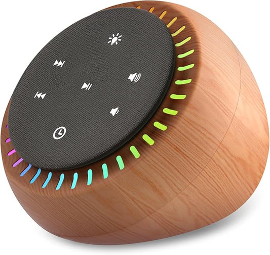 DreamSky White Noise Sound Machine with 26 Soothing Sounds & 30 Level Volume, RGB Night Light, Brown Noise for Sleeping Adults, Baby, Kids Sleep, Timer, USB-C Powered for Home Office (Wood Grain)
