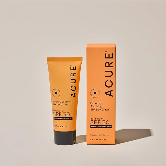 Acure Seriously Soothing SPF 30 Day Cream - Face Moisturizer with SPF 30, Anti Aging Zinc Oxide Sunscreen, Hydrating Face Cream, Daily Facial Care for Women & Men with Niacinamide, Vegan - 1.7 fl oz
