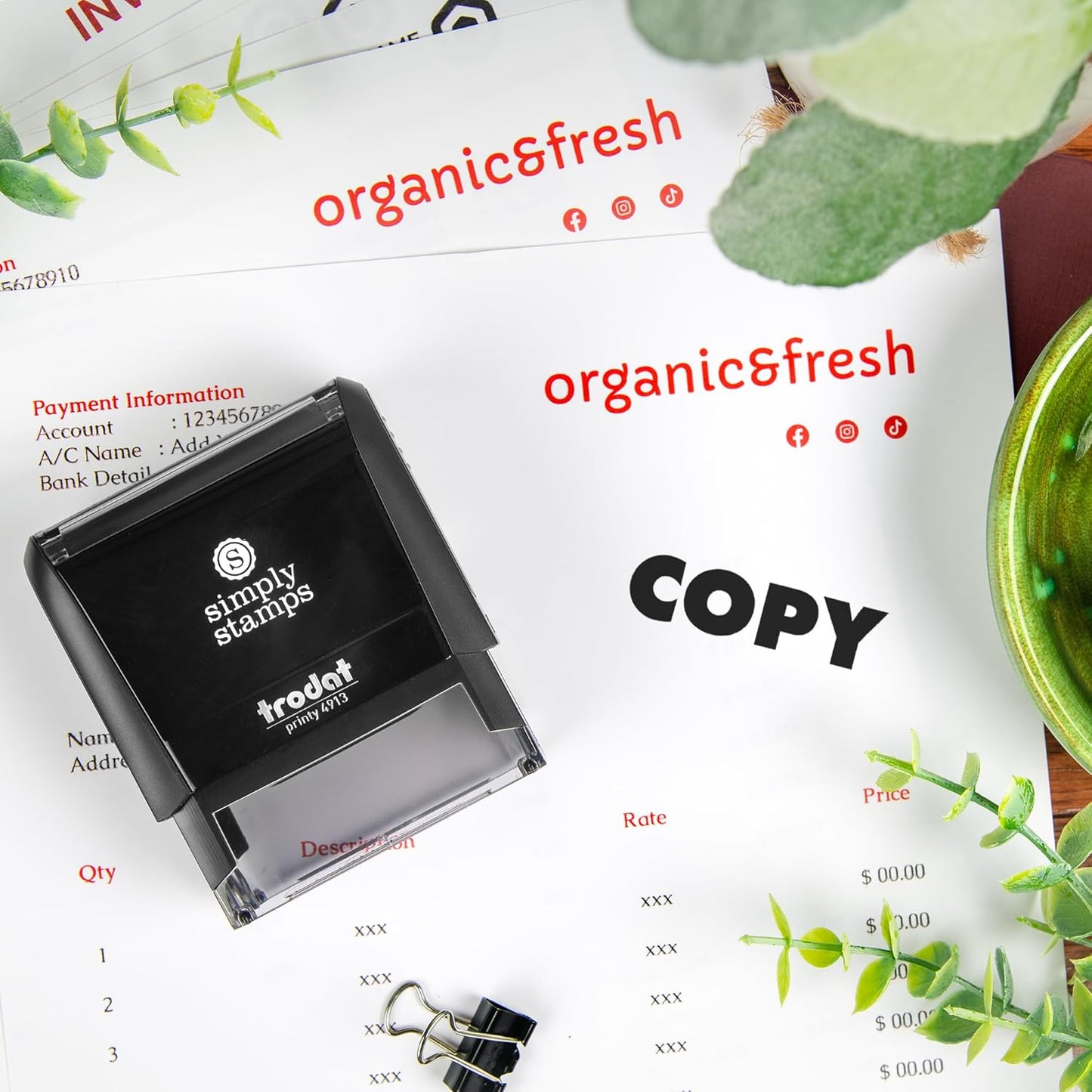 Copy Office Stamp | 4 Different Sizes | 20 Designs | Multiple Color Options | Perfect for Quick Validation of Office Documents (Copy, Large)