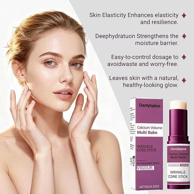 Calcium Volume Multi Balm Stick with Collagen & Natural Oils, Calcium Enriched Formula to Support Skin Firmness, Improve Elasticity & Plumpness, Multi-Action Hydrating Balm for Face, Neck Daily Use