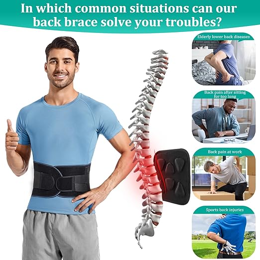 Adjustable Back Brace for Lower Back Pain & Sciatica Relief - Unisex Lumbar Support Belt for Herniated Disc, Posture Correction, Breathable Design for Work, Sports (B73,X-Large)