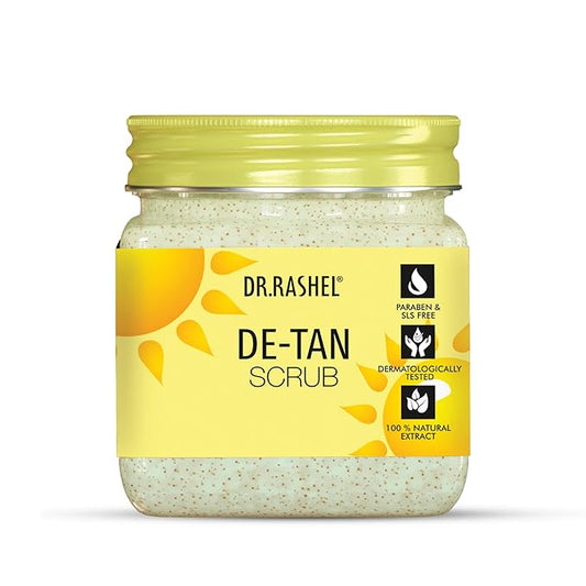DR.RASHEL De-Tan Face & Body Scrub Exfoliating Face Wash with Natural Extracts for Tan Removal, Blackhead Remover & Oil Control Cleanser – Suitable for Most Skin Types - 380ml / 12.84 Fl Oz